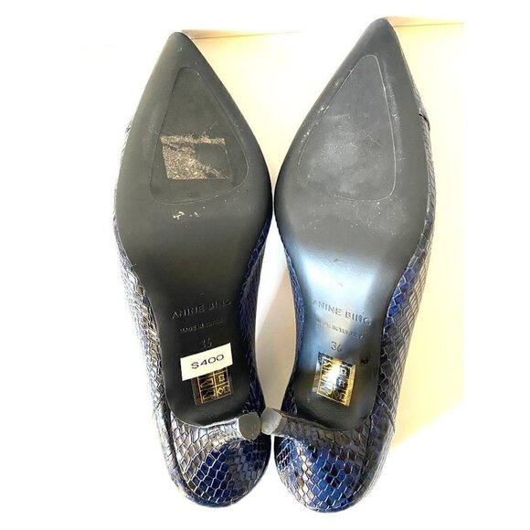 Anine Bing Python Devon Pumps Blue size EU 36 US 6 black snake leather 3" heel - Picture 10 of 11